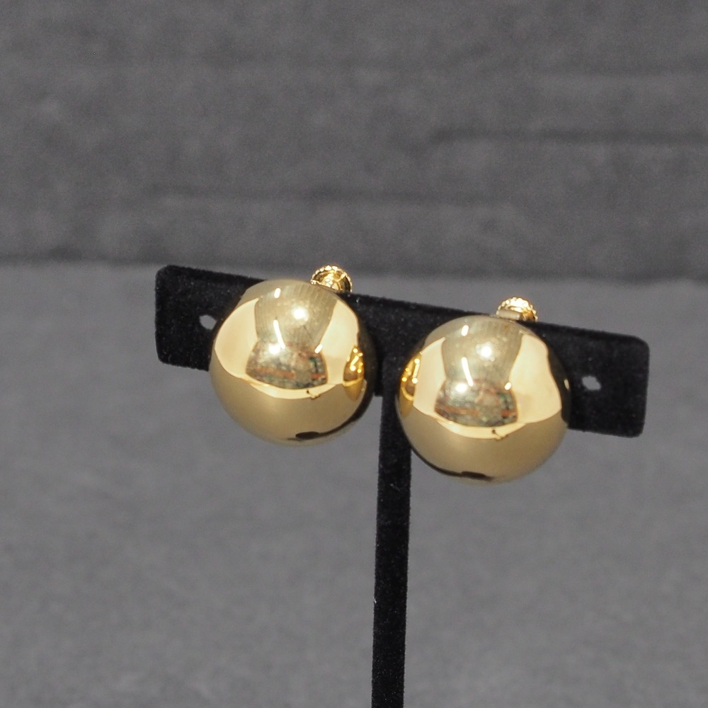 Napier Signed Screw Back Earrings Gold Tone Round Dome Button Vintage Designer